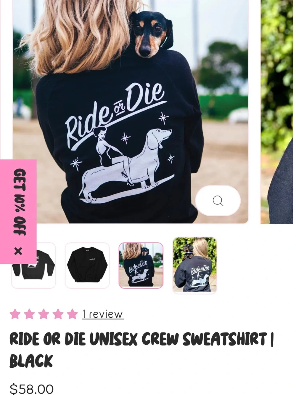 Ride or Die Black Dog Graphic Sweatshirt for Pets